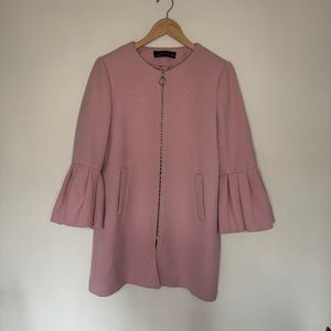 Zara Ruffle Sleeve Pea Coat